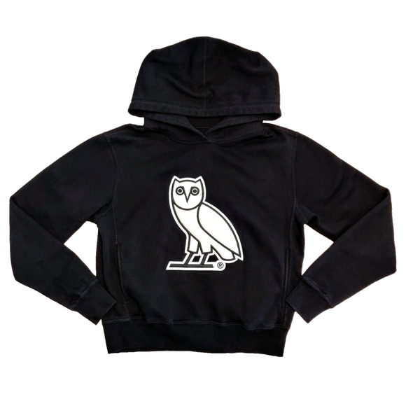 OVO Black OG Hoodie Womens S Oversized White Owl Pockets Octobers Very Own Drake - Picture 1 of 16